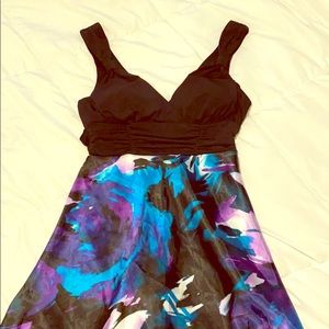 Brushed print long dress